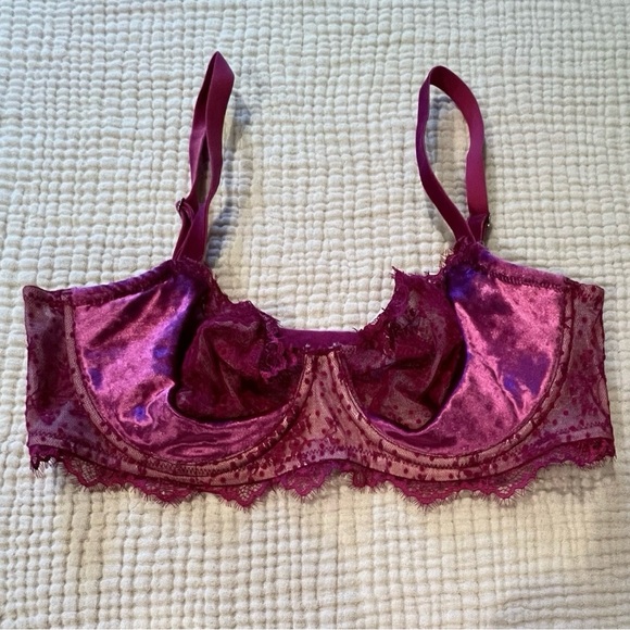 Victoria's Secret Dream Angels Push-Up W/O Padding Bra 34D Velvet Fuchsia Pink - Picture 2 of 14